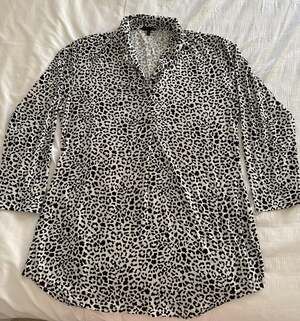 Leopard Print Pajama Dress Long Sleeve Button down Night Sleep Shirt Loungewear